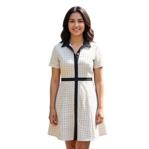 Ann Taylor Cream and Black Dot Dress